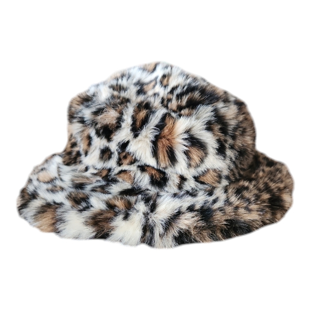Vintage Preston & York Faux Fur Bucket Hat – Leopard Cheetah Print
